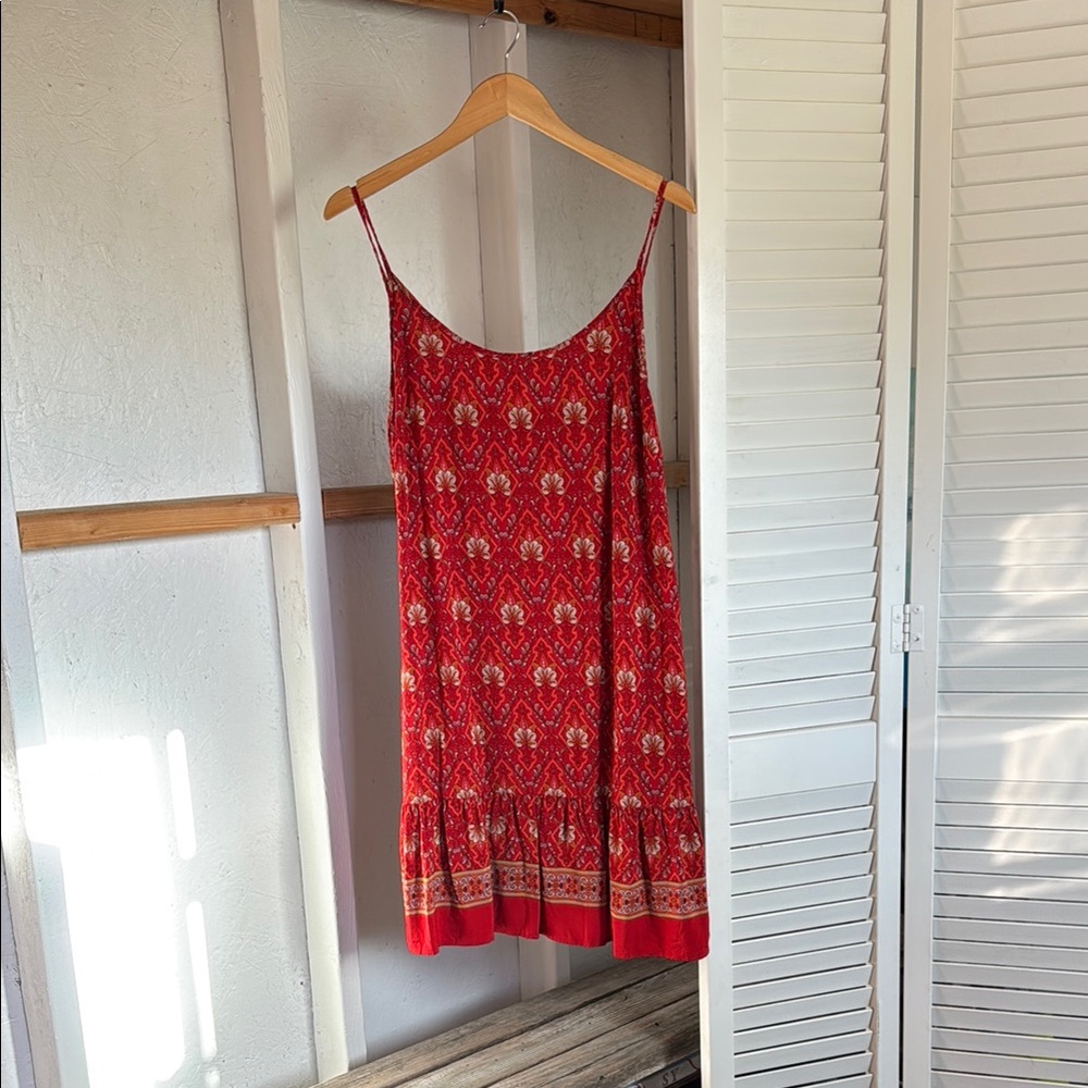 Red Sleeveless Spaghetti Strap Sundress
